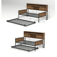 thumbnail image 7 of Miniyam Twin Daybed with Trundle, LED Headboard, USB Charging, Barn Door Storage for Adult, 7 of 7