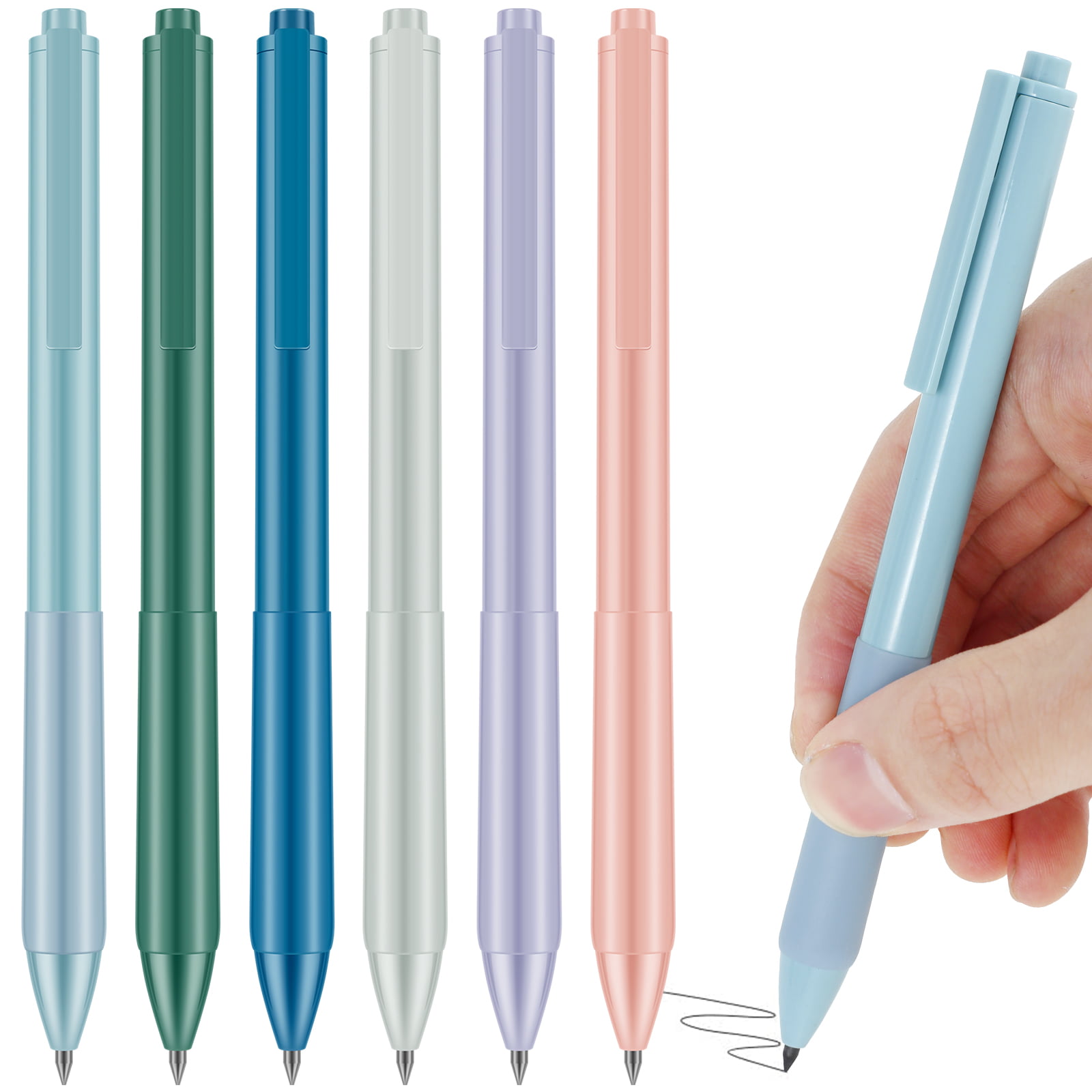 Topboutique Inkless Pencil,7PCS Everlasting Pencil Infinity Inkless Pencil with Extra 7 Eraser Reusable Everlasting Pencil with 7 Replaceable Nibs