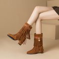 thumbnail image 2 of SKIYLEVZ Knee-High Boots for Women Leather Boots Timeless Boho Chic Casual Style Perfect for Night Out and Parties Block Heel Stretch Figure Flattering Round Toe Side Zip, 2 of 6