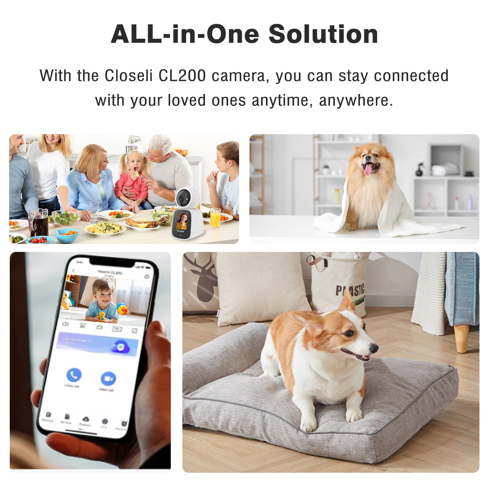 5MP Home Indoor WiFi Security Camera,Closeli CL200 Two-Way Talk Pet Camera with Night Vision AI Motion/Human/Sound Detection.
