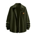 thumbnail image 4 of Resicozy Men's Corduroy Button Down Shirts Solid Color Jackets Casual Long Sleeve Lightweight Overshirts with Flap Pocket Army Green M, 4 of 5