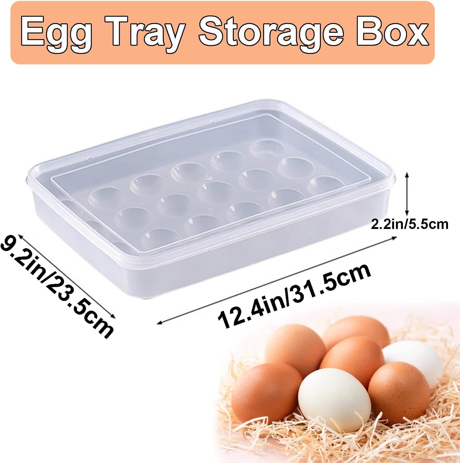 Egg Containers with Lid,Happon 2 Pack Plastic Egg Holder,Storage Container for Fridge,Portable Reusable Stackable Egg Tray Platter Countertop Easter Camping Refrigerator Supplies
