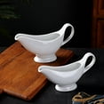 thumbnail image 4 of Homelife White Ceramic Gravy Boat Sauce Server with Large Pour Spout Non-Slip Bottom Gravy Dispenser for Gravy Salad Dressings, 4 of 12