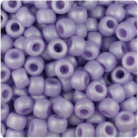 BeadTin Light Purple Ashed Pearl 9mm Barrel Pony Beads (500pc)