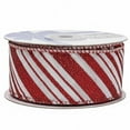 thumbnail image 2 of Wired Christmas Ribbon Red Stripes - 1 1/2" x 10 Yards, Red White Peppermint Candy Cane, Garland, Gifts, 2 of 3