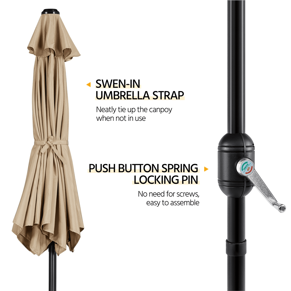Renwick 7.5Ft Outdoor Patio Umbrella with Push Button Tilt and Crank, Tan