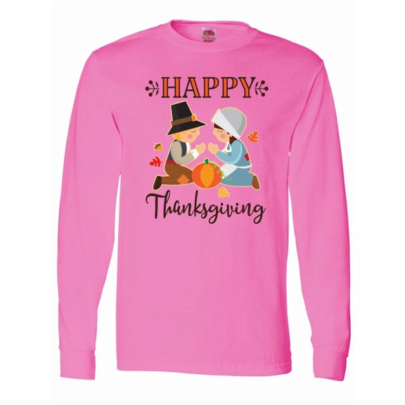 Inktastic Happy Thanksgiving Pilgrim Prayer Blessing Religious Long Sleeve T-Shirt