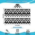 thumbnail image 2 of Black and White Zigzag Pattern Hooded Bath Towel，50"x30" for Ages 3 To 12 Kids, Quick Dry Lightweight Soft Microfiber Hood Beach Towel Cover Up for Kids, 2 of 7