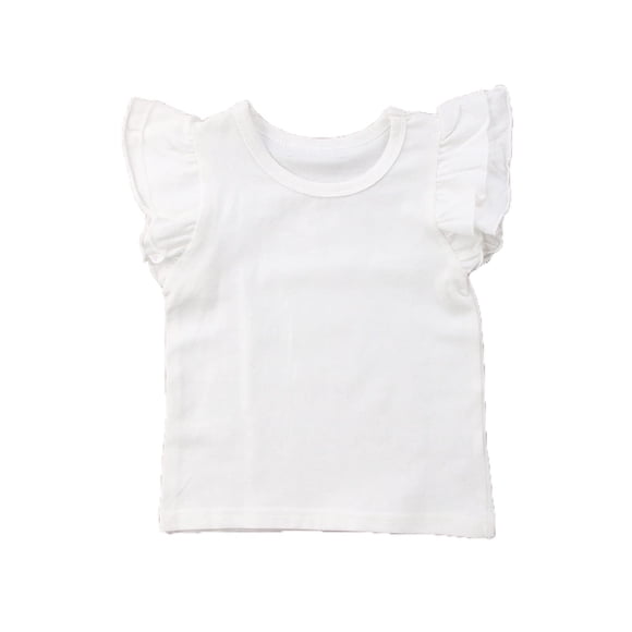 Camiseta Básica Con Volantes Para Bebé Y Niña, Blusa, Ropa Informal (4-5 Años, Blanco)