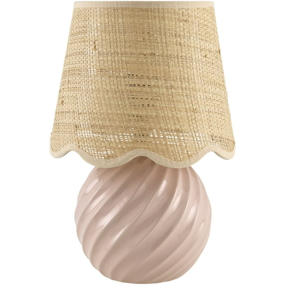 Livabliss Stelvio Traditional Accent Table Lamp, 13-inch, Light Pink with Beige Shade