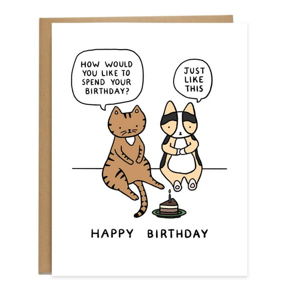 Funny Birthday Card for Cat Lovers – “How Would You Like to Spend Your Birthday?” – Cute Cat and Dog Design – Blank Inside with Envelope – Perfect for Birthdays