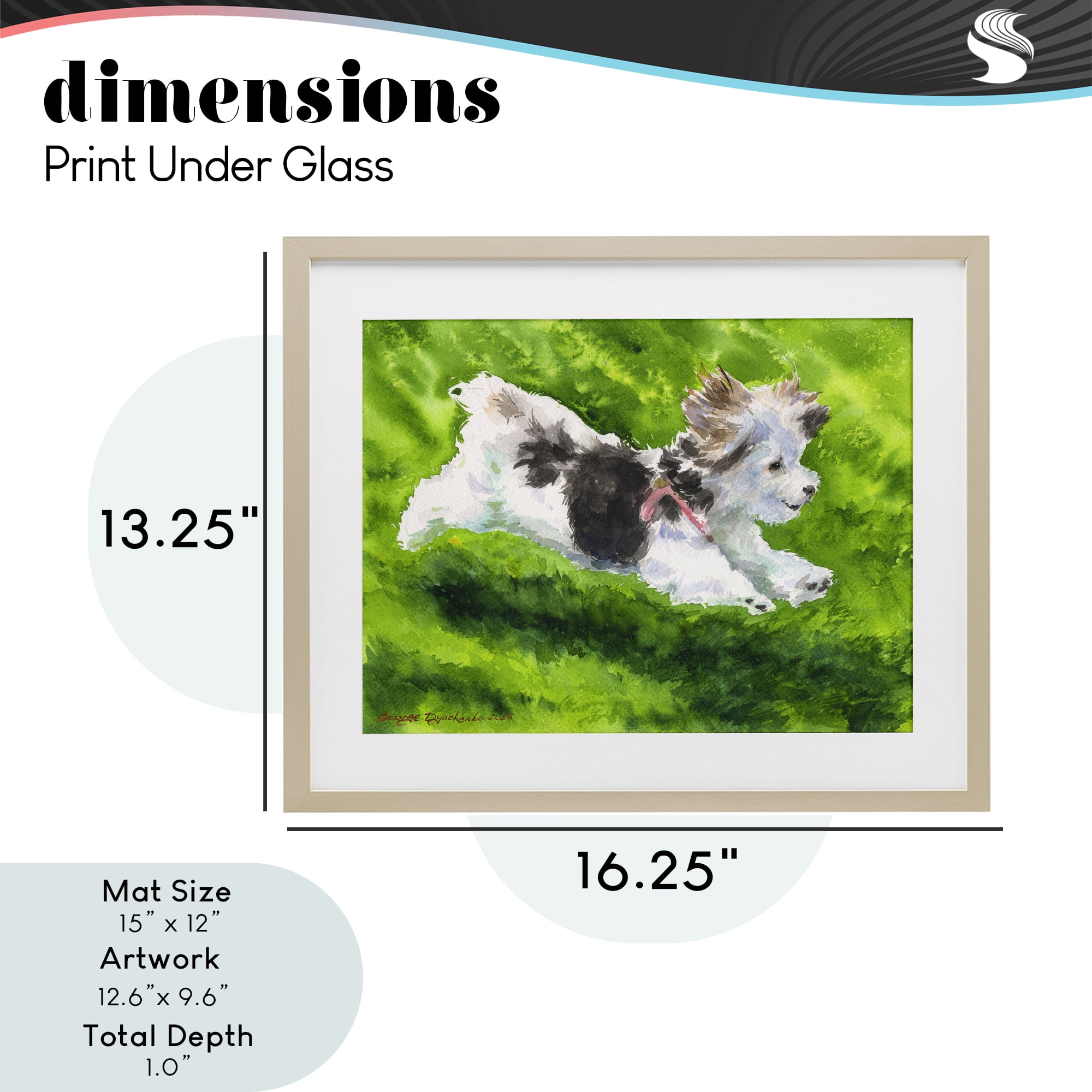 Stupell Industries Happy Maltipoo Running Birch Framed Print Under Glass, design by George Dyachenko