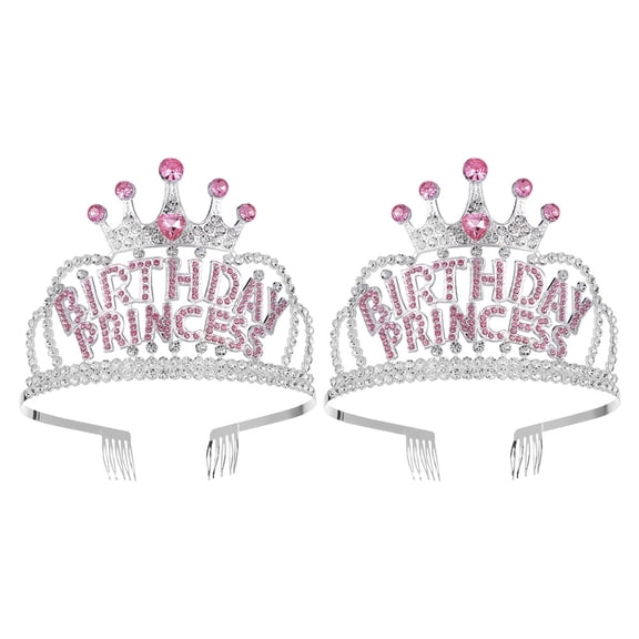 Luxshiny 2Pcs Princess Hair Accessories Plated Silver Birthday Crown Lightweight and Comfortable Design