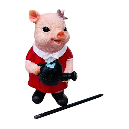3D Pig Figurine Garden Decorative Stakes Yard art Pig Sculptures Fairy Garden Ornaments for Plant Pot Yard Patio Pathway Decoration Girl