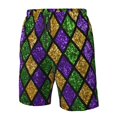 thumbnail image 4 of Vsdgher Mardi Gras Shiny Green Purple Men's Beach Shorts, Surfing shorts, Swim trunks, Quick Dry Swim Trunks for Surfing Beach Fun -X-Large, 4 of 6
