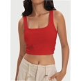 thumbnail image 6 of Women's Square Neck Sleeveless Crop Tops Cute Double Layer Seamless Slim Fit Tank Tops, 6 of 6