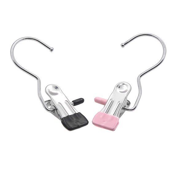 Coideal Perchas Para Botas Ganchos Para Colgar Ropa Clips 16 Piezas Pinzas Para Ropa Portátiles De Acero Inoxidable Para Secar Viajes En El Armario (Negro Rosa)