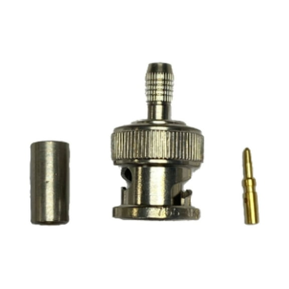 755-114-9 RF Coaxial Connector, BNC Coaxial, Straight Plug, Crimp, 50 ohm, RG58, RG141, Beryllium Copper