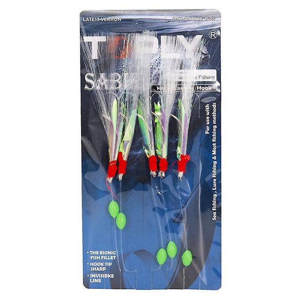 5Pcs/Set High Carbon Steel Astringency Mackerel Feathers Bass Lure Sea Luminous Fishing