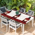 thumbnail image 2 of Red Valentine's Day Table Cloths for 5 Foot Rectangle Tables, Roses Gnomes Love Heart Plaid Patio Waterproof Elastic Fitted Tablecloths, Washable Rectangular Table Cover for Camping, 2 of 8