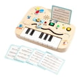 thumbnail image 1 of Piano de madera con panel de actividades y luz, juguete sensorial preescolar para el aprendizaje temprano, ideal como regalo de cumpleaños para niños, 1 of 9