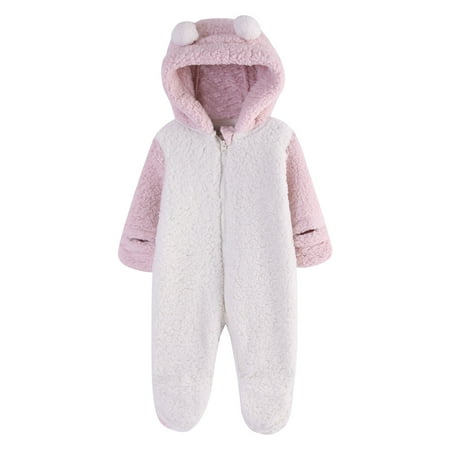 

FELEMO Newborn Infant Toddler Winter Romper(White&Pink/3#)