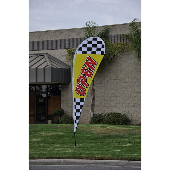 11ft x 3.3ft Open Teardrop Flag Set - Feather Banner Flag - INCLUDES 15ft POLE KIT AND HARDWARE - LIMITED TIME OFFER