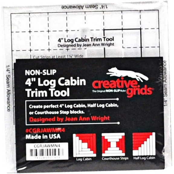 Creative Grids 4in Log Cabin Trim Tool Quilt Ruler - CGRJAWMN4