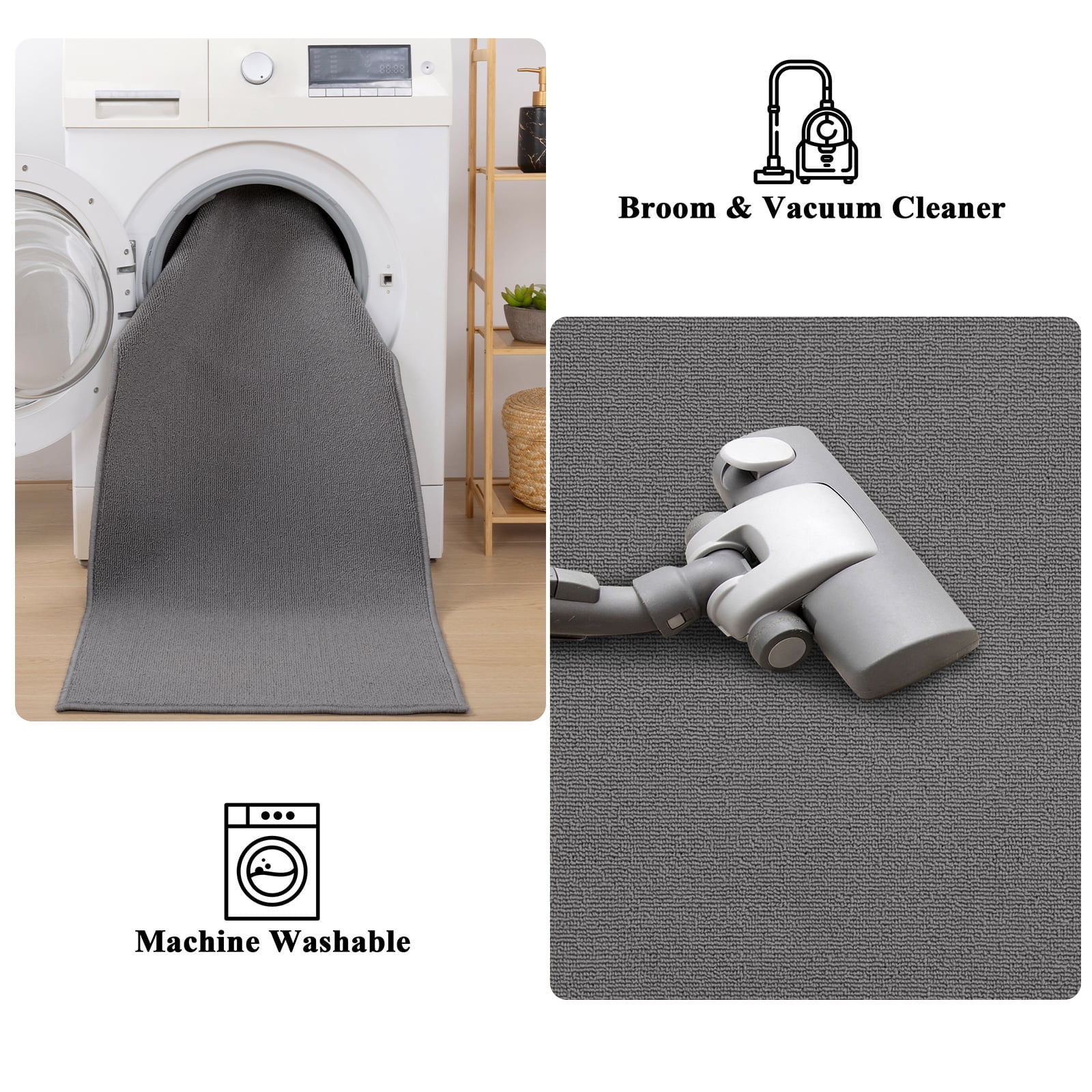 MeyJey 2'x10' Runner Rug Non Slip Washable Farmhouse Hallway Rug for Kitchen/Laundry Room, Gray