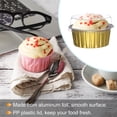 thumbnail image 5 of Uxcell 50pcs Round Cupcake Liners Set 5oz Aluminum Foil Baking Cups with Lids forks for Freezer Oven, Golden, 5 of 6