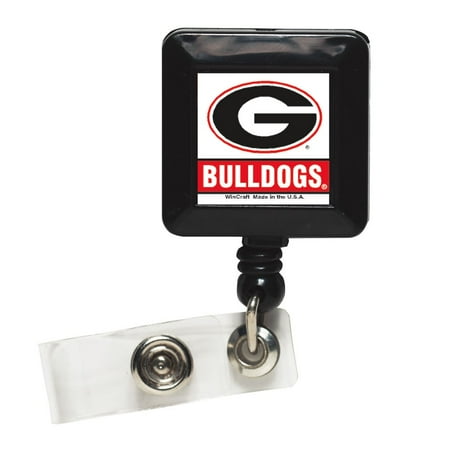 Georgia Bulldogs Official NCAA 1 inch x 1 inch Retractable Badge Holder Key Chain Keychain by Wincraft