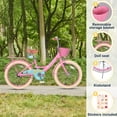 thumbnail image 5 of Glerc Maggie 20 Inch Kids Grils Bike for 7-13 Years Old Chlidren, Princess Styles Kids Bikes with Rack & Basket & Kickstand, Pink, 5 of 5