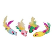 Kylies Brights IDC10043 Feather Mouse Rattlers Toy - Pack of 4