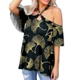 thumbnail image 2 of Mujeres Verano Sexy Cruz Halter Cuello Hombro Manga Corta Impreso Elegante Casual Túnica Camisas Tops Pompotops hfajkhk133239, 2 of 6