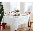 thumbnail image 2 of Christmas Fancy White and Silver Metallic Snowflake 60 x 120 inch Rectangle Fabric Dining Tablecloth, 2 of 6