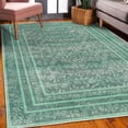 thumbnail image 3 of Leaves Decorative Rug, Eco Tones Botanical Design of Delicate Branches and Rectangular Frames, Quality Carpet for Bedroom Dorm and Living Room, 6 Sizes, Dark Green and Seafoam, by Ambesonne, 3 of 4