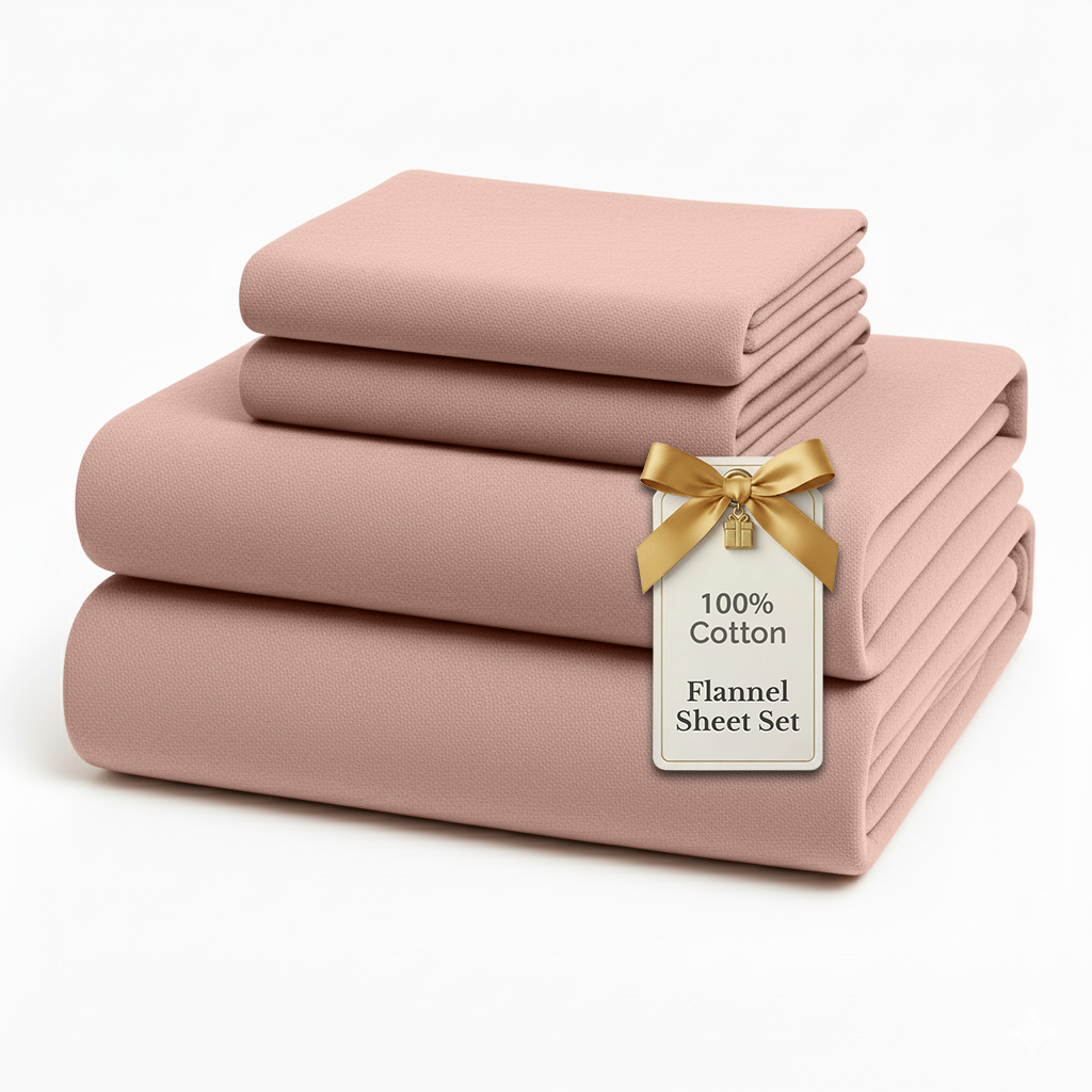 Casa Platino 100% Cotton Queen Flannel Sheet Set, Sepia Rose photo 1