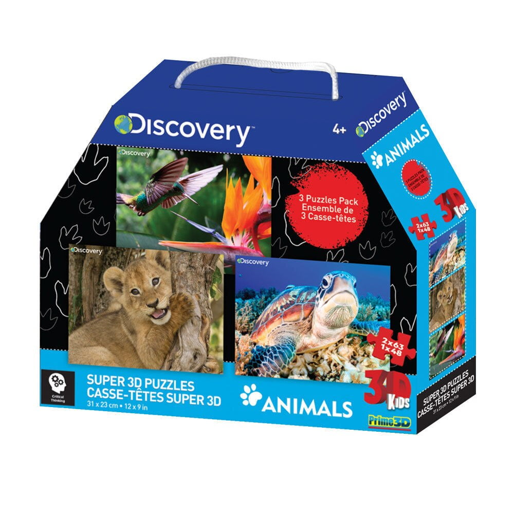 Discovery Channel 3D Three Puzzle Pack - 48/63 Piece Puzzles 