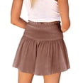 thumbnail image 5 of ZXSXSY Women Smocked Elastic High Waist Flowy Solid Color Shorts, 5 of 7