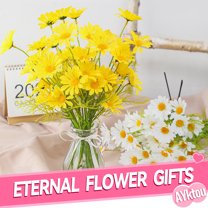 AYktou 10pcs Artificial Flowers White Artificial Daisies Flowers Outdoor Fake Wildflowers with Stems Shrubs Plants Arrangements for Home Garden Decoration,Silk Daisies for Wedding Decoration