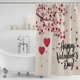 thumbnail image 2 of Happy Valentines Day Shower Curtain Set - Long 72" x 84" Washable Bathtub Curtain with 12 Hooks, Red Love Branches Spring Beige Waterproof Fabric Stall Shower Curtains for Bathroom/Bathtub Décor, 2 of 6