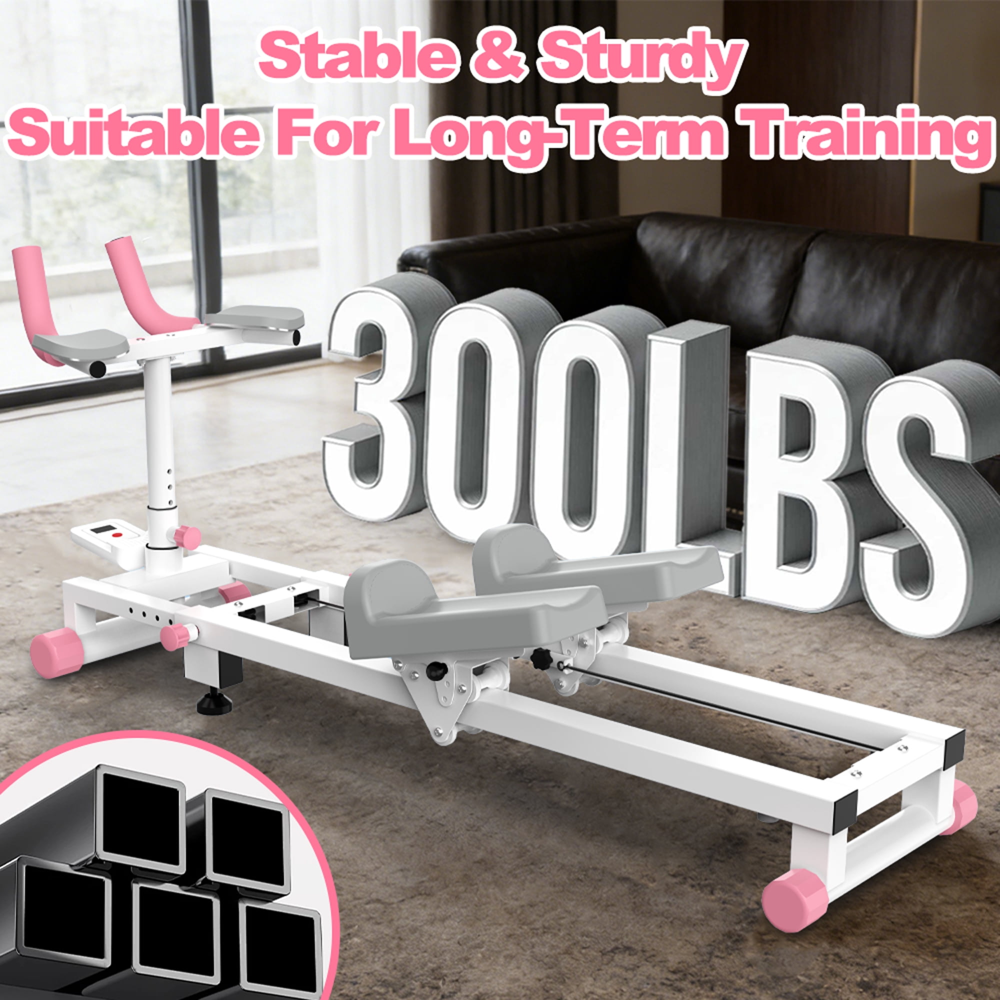 Leumius Crawl Spine Stretch Trainer,Full Body Low-Impact Cardio Machine with Adjustable Hand Grips, Knee Support & Steel Frame,Core Training Equipment for Home Gym Office Daily Workout,Pink