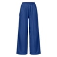 thumbnail image 4 of LEAVINGSUO Womens Wide Leg Sweatpants Fashion Solid Color Loose Elastic Waist Drawstring Strap Cargo Long Pants Blue XXL, 4 of 7