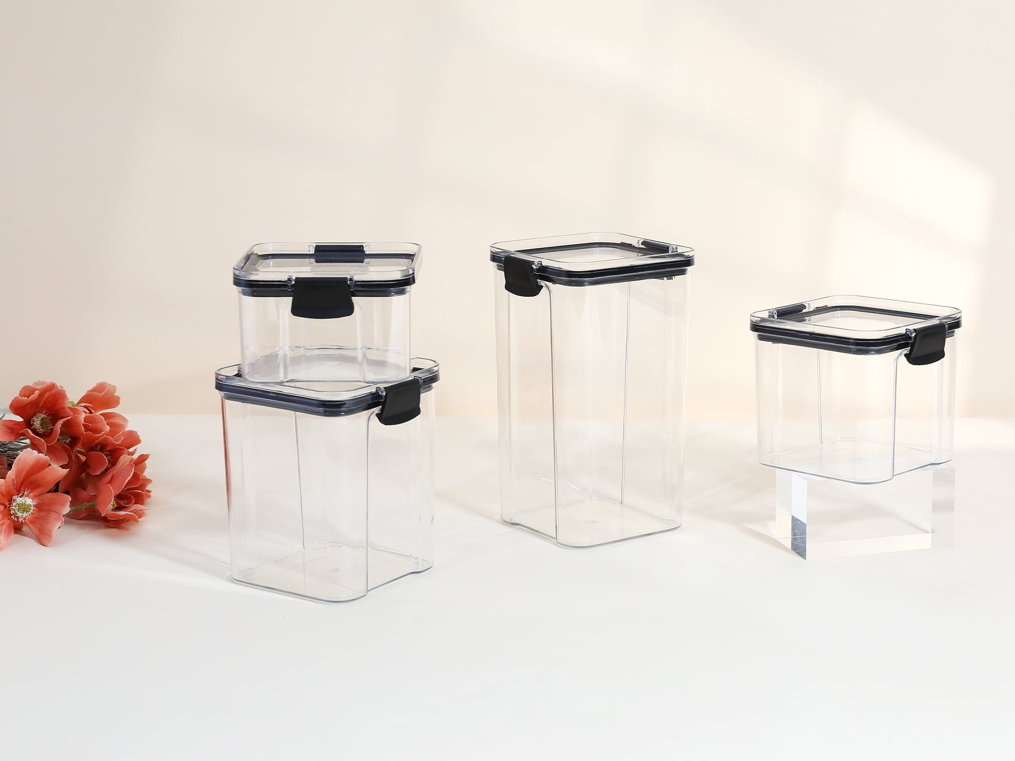 Unique Bargains 5 Pcs Airtight Food Storage Containers 32 oz Transparent