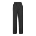 thumbnail image 3 of Wyobmus Casual Straight Leg Long Pants for Women Solid Color Elastic Waist Comfy Stretch Pull On Pants Black, 3 of 4