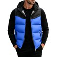 thumbnail image 3 of Atkumj Mens Puffer Vest Stylish Color Block Full Zip Hooded Vest Loose Casual Warm Fleece Lined Mens Vests Outerwear for Fall Winter L, 3 of 5