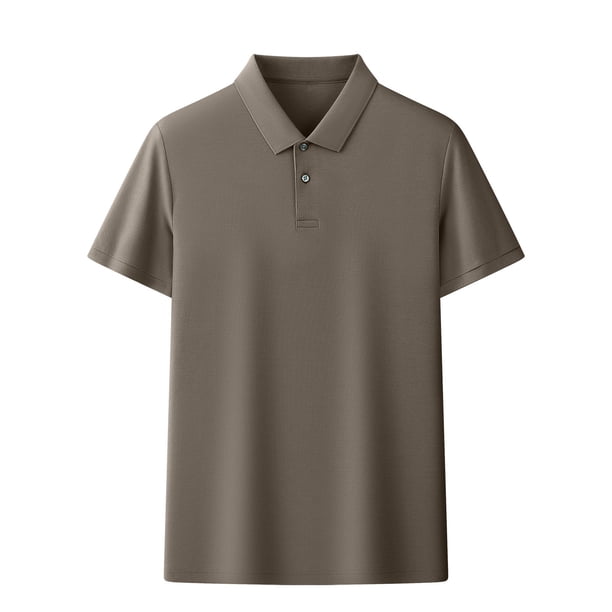 Vestido de Camiseta, Suelto Casual de Manga Corta Camisa de Solapa con Rayas, Cremallera de Punto Cuarto para Hombres