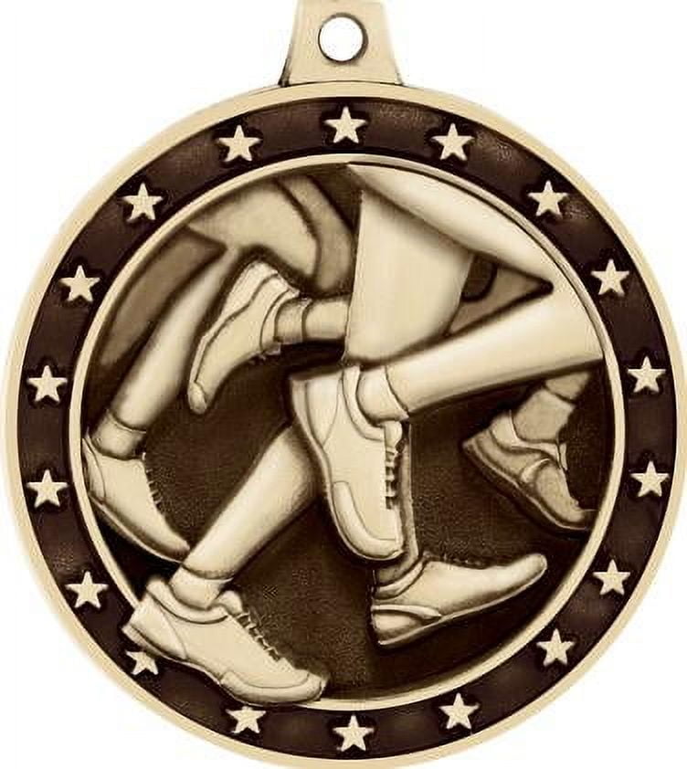 Running Medals, 2" Gold Diecast Running Medal Award 5 Pack