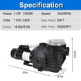 thumbnail image 3 of iMeshbean 2HP Inground Swimming Pool Pump,115-230V Dual Voltge Hard Wired Pool Pump,6500GPH High Flow Rate Powerful Self-Priming w/Strainer Basket for Inground Above Ground Pools & NPT Connector, 3 of 8