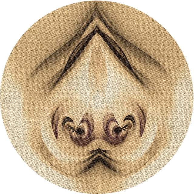 Ahgly Company Tapis d'Intérieur Rond Lavable en Machine Brun Cannelle Transitionnel, 5 Pieds Rond